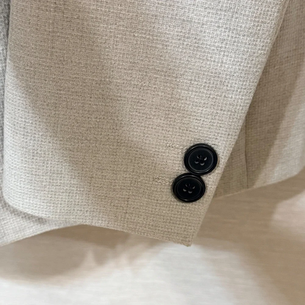 Zara Relaxed Fit Blazer Mens Large Light Gray Two Button Textured Sport Coat